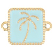 16x12mm 304L stainless steel Square palm spacer epoxy resin - Gold - Light blue x1