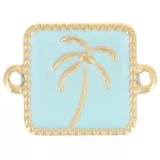 Intercalaire carré palmier 16x12 mm résine époxy Acier inox 304L Doré - Bleu clair