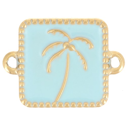 16x12mm 304L stainless steel Square palm spacer epoxy resin - Gold - Light blue x1