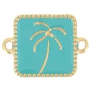 Intercalaire carré palmier 16x12mm résine époxy - Acier inox 304L Doré - Turquoise