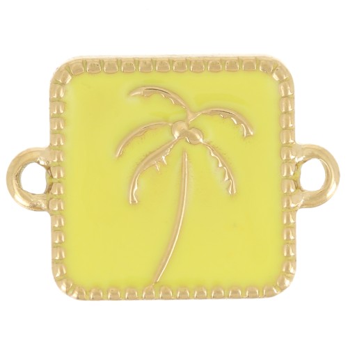 16x12mm 304L stainless steel Square palm spacer epoxy resin - Gold - Yellow x1