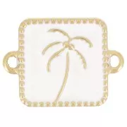 Intercalaire carré palmier 16x12 mm résine époxy - Acier inox 304L Doré - Blanc