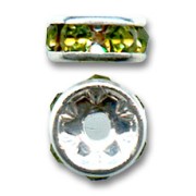 Rhinestones Rondelle 6mm Silver tone/Olivine x4|raw }}