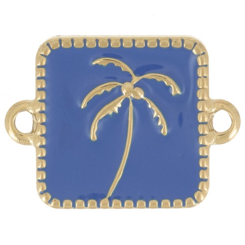 16x12mm 304L stainless steel Square palm spacer epoxy resin - Gold - Royal blue x1