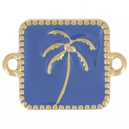 16x12mm 304L stainless steel Square palm spacer epoxy resin - Gold - Royal blue x1