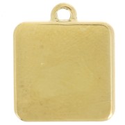 14x12mm St steel 304L Square charm palm tree pattern epoxy resin - Gold - Blue x1