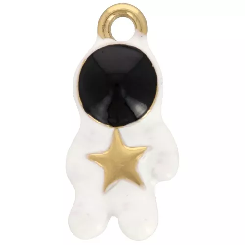 Astronaut charm 25x12 mm Epoxy resin Stainless steel 304L White gold x1