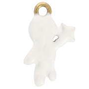Astronaut charm 25x16 mm Epoxy resin Stainless steel 304L White gold x1