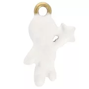 Astronaut charm 25x16 mm Epoxy resin Stainless steel 304L White gold x1