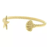 19x160mm Adjustable Shell and Starfish Bracelet - 304L Stainless Steel - Gold x1