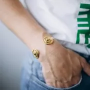 20x160mm 304L Stainless Steel Adjustable Seashell Bangle - Gold x1