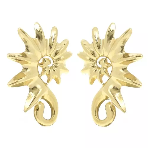 32x24mm 304L Stainless Steel Shell Earrings - Gold x2
