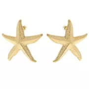 37x35mm 304L stainless steel Starfish earrings - Gold x2