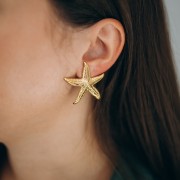 37x35mm 304L stainless steel Starfish earrings - Gold x2