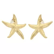 37x35mm 304L stainless steel Starfish earrings - Gold x2