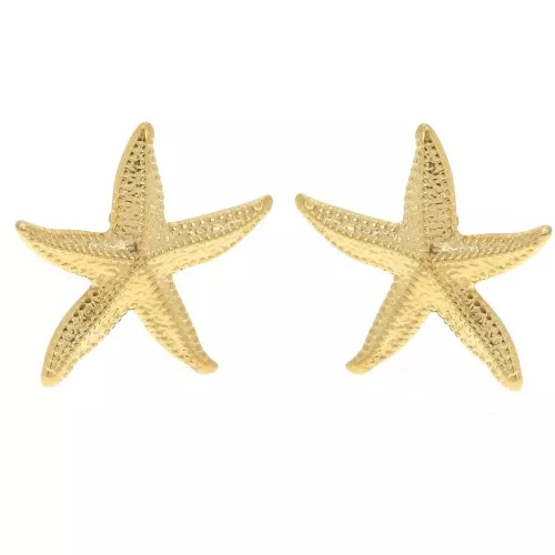 37x35mm 304L stainless steel Starfish ear clips - Gold x2