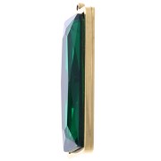 Rectangle pendants 35x13 mm with glass cabochon - 304L gold-plated stainless steel - Green x2