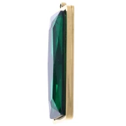 Rectangle pendants 35x13 mm with glass cabochon - 304L gold-plated stainless steel - Green x2