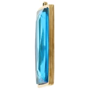 Rectangle pendants 35x13 mm with glass cabochon - 304L gold-plated stainless steel - Blue x2