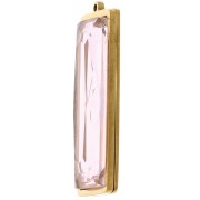 Rectangle pendants 35x13 mm with glass cabochon - 304L gold-plated stainless steel - Rose x2
