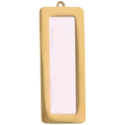Rectangle pendants 35x13 mm with glass cabochon - 304L gold-plated stainless steel - Rose x2