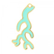 Enamelled pendant coral 37 mm Green Turquoise/gold tone x1