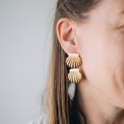 26.5x24.5mm 304L stainless steel Shell pendant - Gold x1