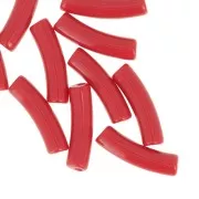 19x5 mm curved tube beads in opaque acrylic - Red x10