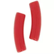 19x5 mm curved tube beads in opaque acrylic - Red x10