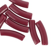 Curved tube beads 19x5 mm in opaque acrylic - Lie de vin x10