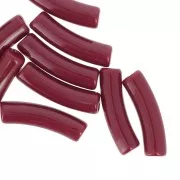 Curved tube beads 19x5 mm in opaque acrylic - Lie de vin x10