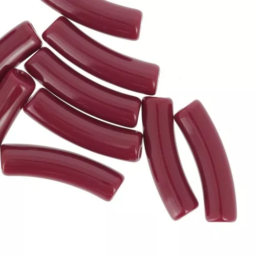 Curved tube beads 19x5 mm in opaque acrylic - Lie de vin x10