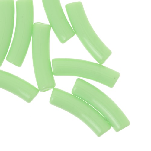 19x5 mm curved tube beads in opaque acrylic - Light green x10