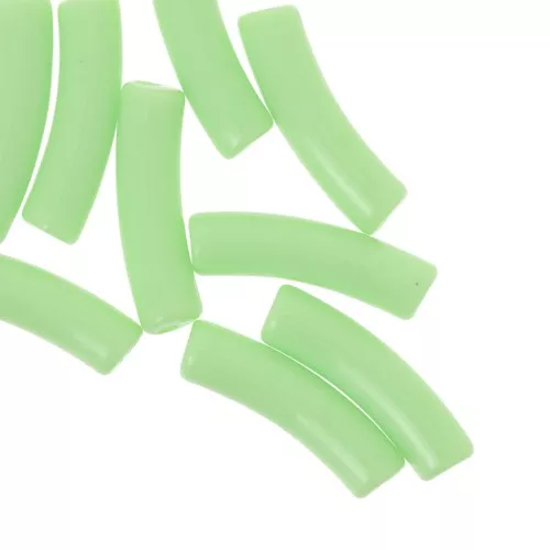 19x5 mm curved tube beads in opaque acrylic - Light green x10