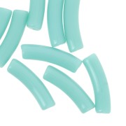 19x5 mm curved tube beads in opaque acrylic - Turquoise x10