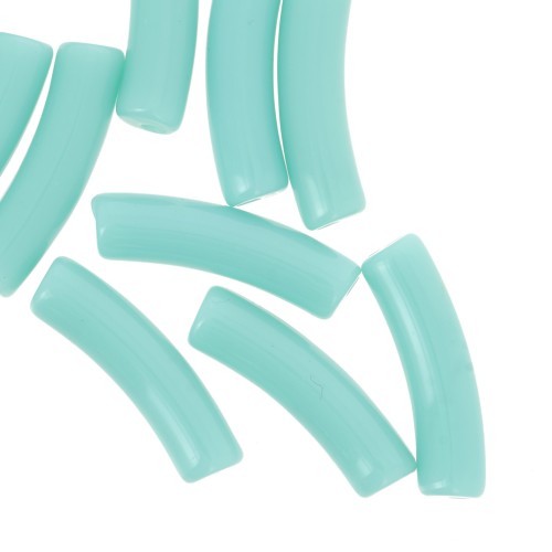 19x5 mm curved tube beads in opaque acrylic - Turquoise x10