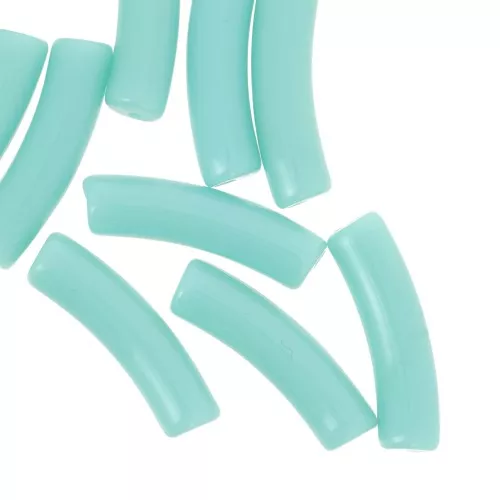 19x5 mm curved tube beads in opaque acrylic - Turquoise x10