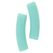 19x5 mm curved tube beads in opaque acrylic - Turquoise x10