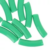 19x5 mm curved tube beads in opaque acrylic - Green x10