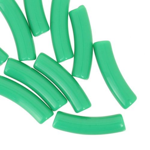 19x5mm Opaque acrylic tube beads - Green x10