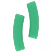 19x5 mm curved tube beads in opaque acrylic - Green x10