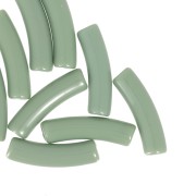 19x5 mm curved tube beads in opaque acrylic - Khaki x10