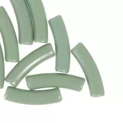 19x5 mm curved tube beads in opaque acrylic - Khaki x10