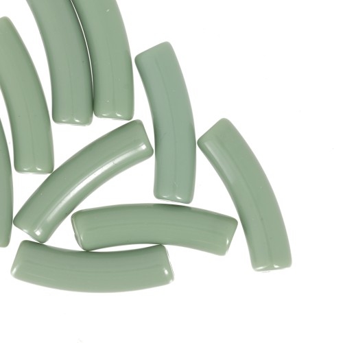 19x5 mm curved tube beads in opaque acrylic - Khaki x10