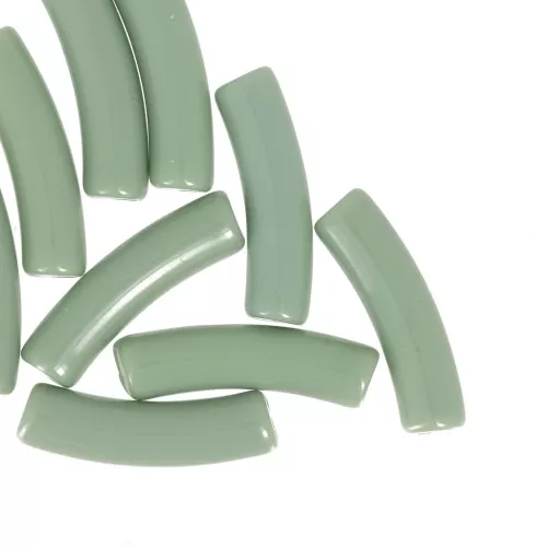 19x5 mm curved tube beads in opaque acrylic - Khaki x10