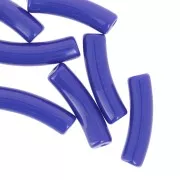19x5 mm curved tube beads in opaque acrylic - Royal Blue x10