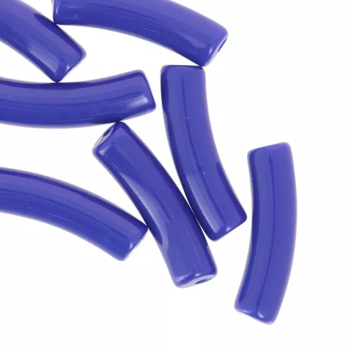 19x5 mm curved tube beads in opaque acrylic - Royal Blue x10