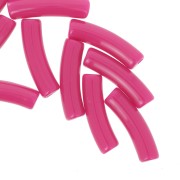 19x5 mm curved tube beads in opaque acrylic - Raspberry x10