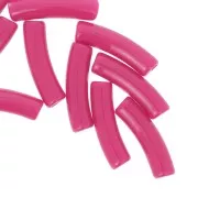 19x5 mm curved tube beads in opaque acrylic - Raspberry x10
