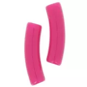 19x5 mm curved tube beads in opaque acrylic - Raspberry x10